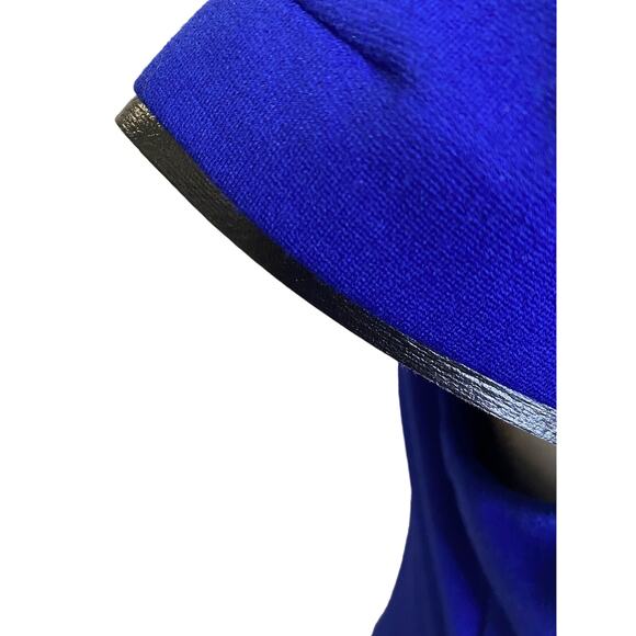 Tahari Royal Blue Flattering Sheath Dress with Black Leather Piping Size 6 - Picture 6 of 12